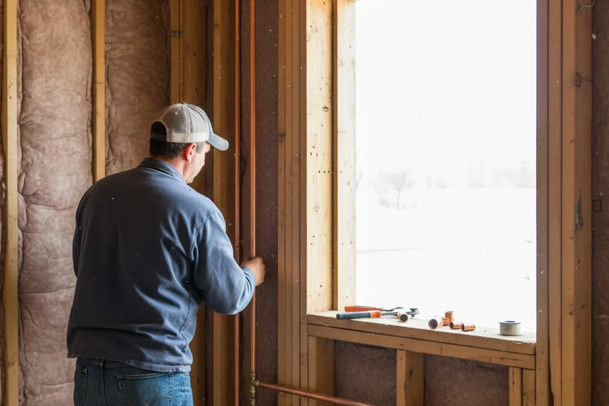 Licensed plumber running new copper supply lines in a Faribault home