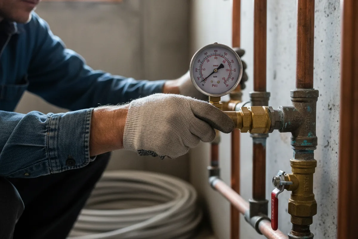 Pressure testing a repaired line during Water Line Repair in Faribault
